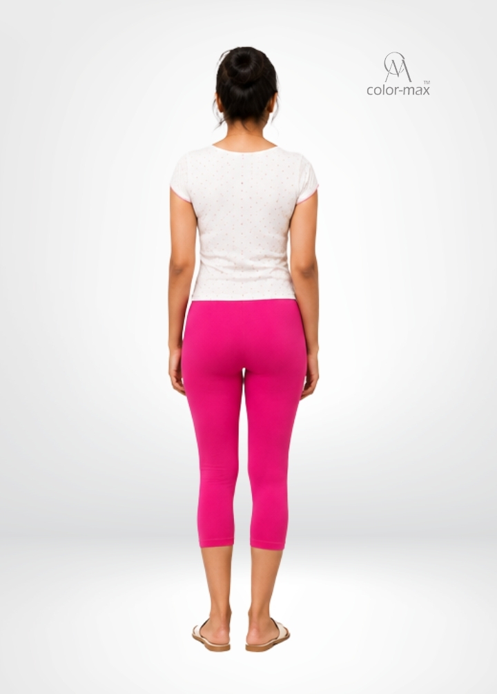 FUSIA - Premium Cotton Lycra Capri Leggings - Hover